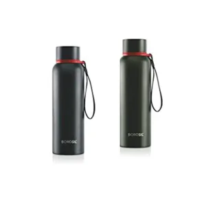 BOROSIL Trek Green & Black Stainless Steel Bottle 500ML