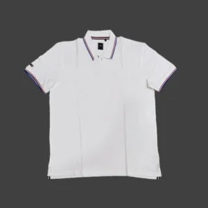 Arrow Polo T-Shirt - White With Red and Blue Tipping Colour