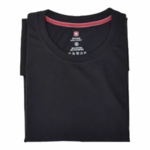 SWISS MILITARY-MENS ROUND NECK BLACK T-SHIRT